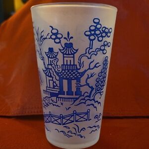 Blue Pagoda Frosted Glass Tumbler - Home Dining Drinkware